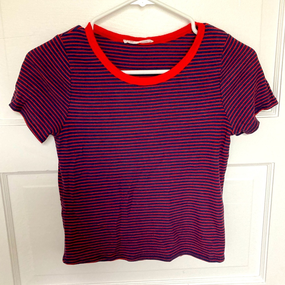 Caution to the Wind Cropped Ringer Tee